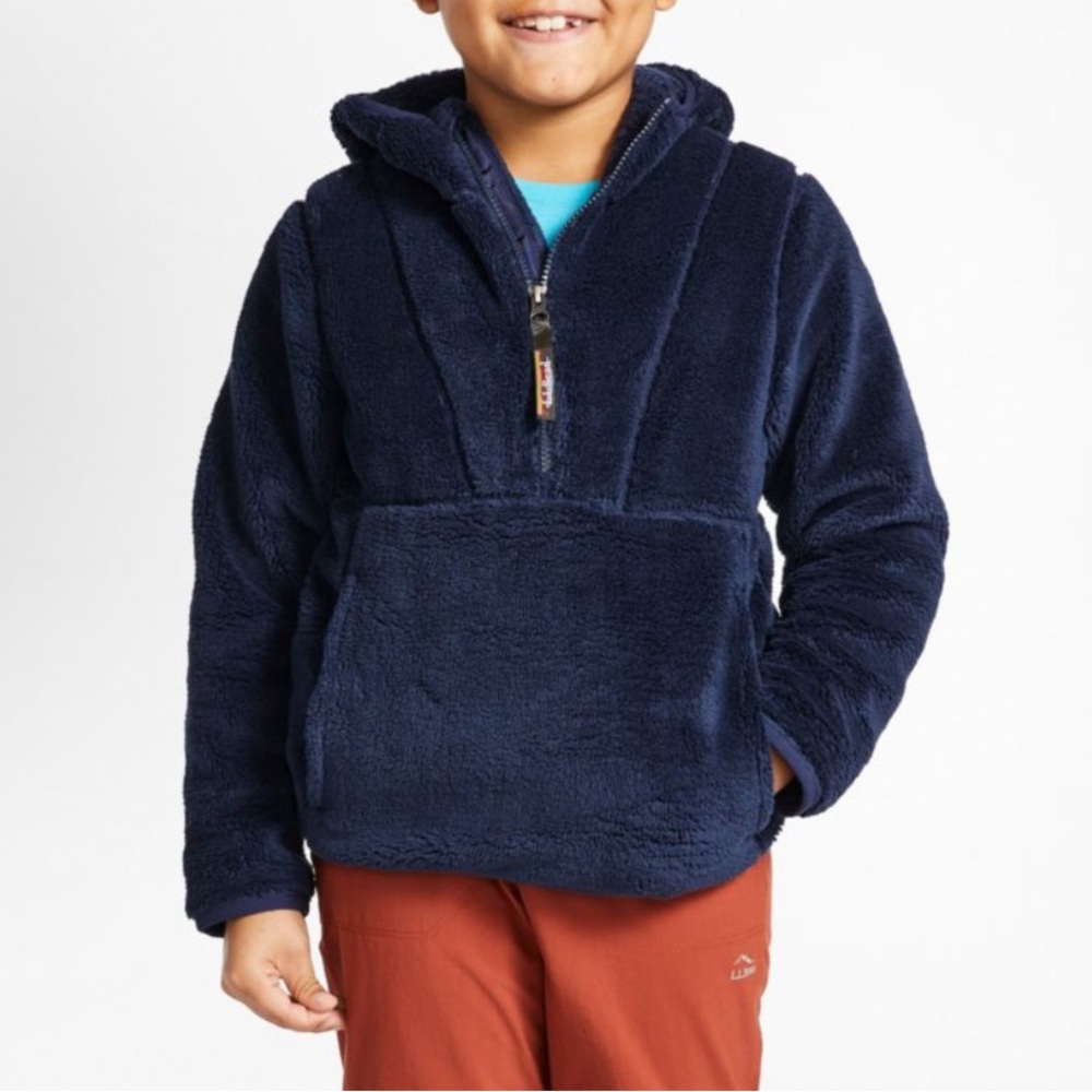 L.L. Bean Kids Navy Blue Sherpa Half-Zip Hoodie